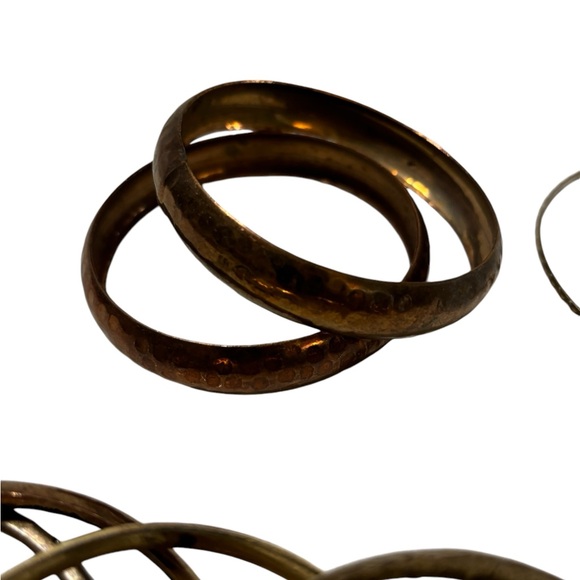 Fashion Metal Bangle Bracelets 15 Pieces Brass Gold Neutral Tone - Picture 5 of 8